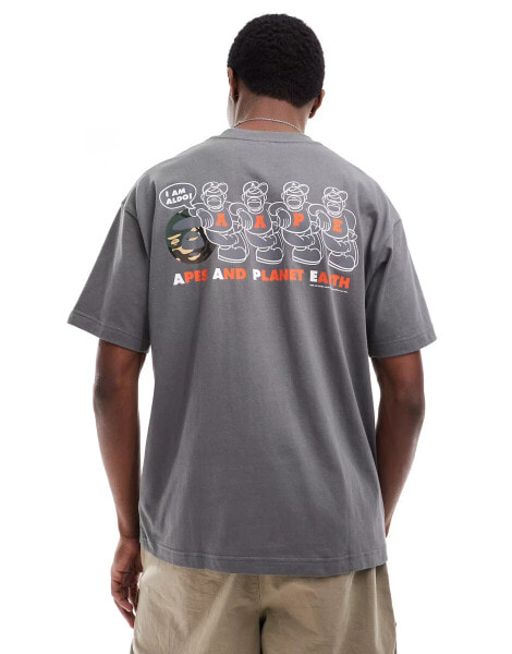 Aape By A Bathing Ape boxy fit short sleeve t-shirt with graphic back print in grey