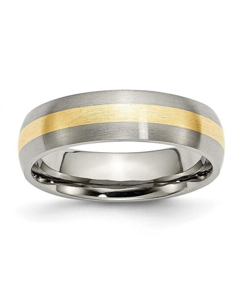 Titanium Brushed with 14k Gold Inlay Wedding Band Ring