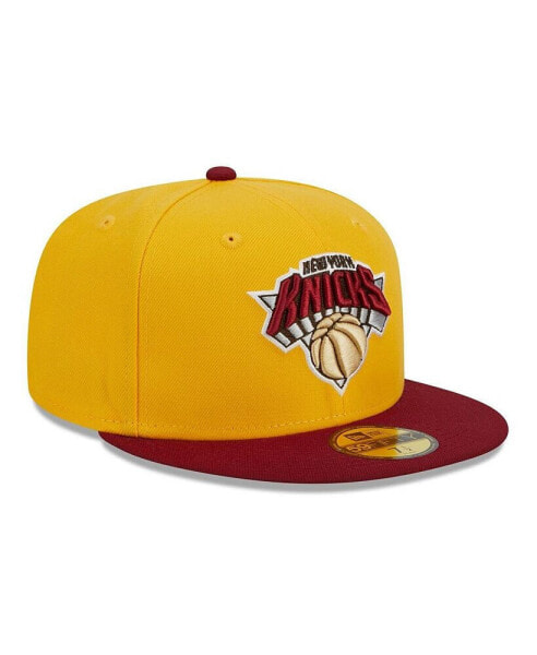 Men's Yellow/Red New York Knicks Fall Leaves 2-Tone 59FIFTY Fitted Hat