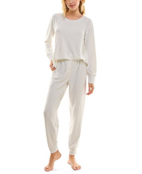 Women's Cloud Dancer 2-Pc. Cable-Knit Pajamas Set