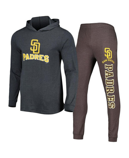 Men's Heather Brown and Heather Charcoal San Diego Padres Meter Hoodie and Joggers Set