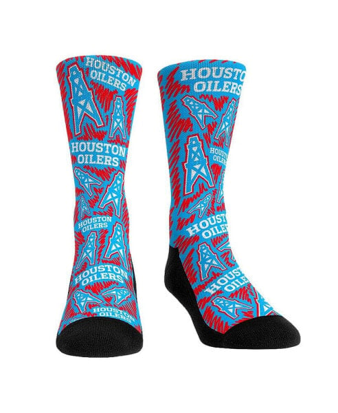 Men's and Women's Socks Houston Oilers Gridiron Classics Throwback Logo Sketch Crew Socks