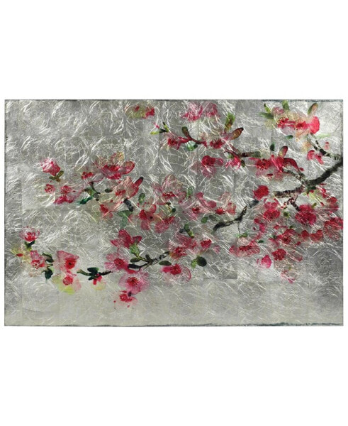 "Cherry Blossom I" Reverse Printed Tempered Glass Leaf, 32" x 48" x 0.2"