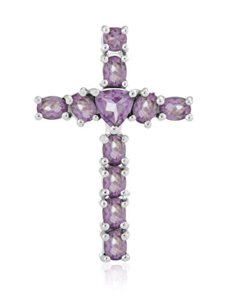 Silver pendant with amethyst Cross AMEAGH1