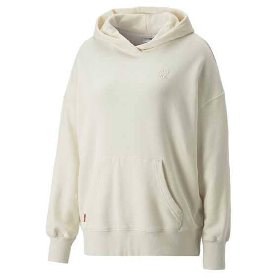 Puma Infuse Oversized Pullover Hoodie Womens Off White Casual Outerwear 53564365