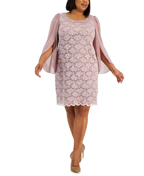 Plus Size Sequined Lace Sheath Dress