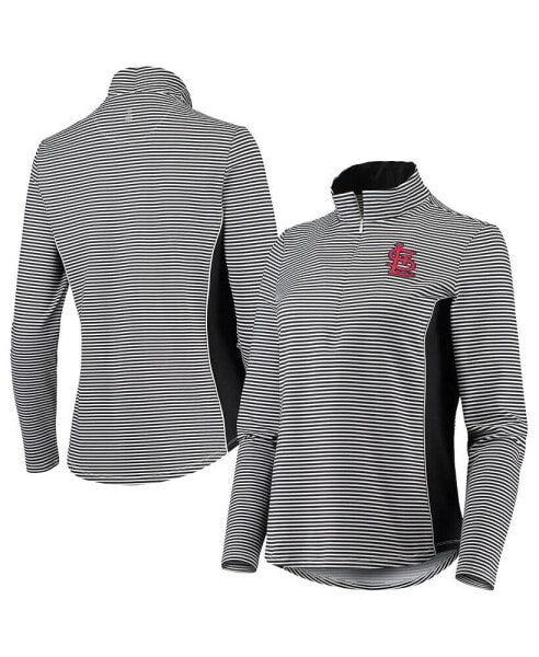 Women's Black St. Louis Cardinals Aubrey Stripe Block IslandZone Half-Zip Jacket