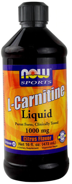 NOW Foods Sports L-Carnitine Liquid Citrus Жидкий L-карнитин с цитрусовым вкусом 1000 мг 473 мл