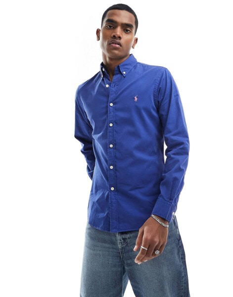 Polo Ralph Lauren icon logo twill shirt slim fit in royal blue