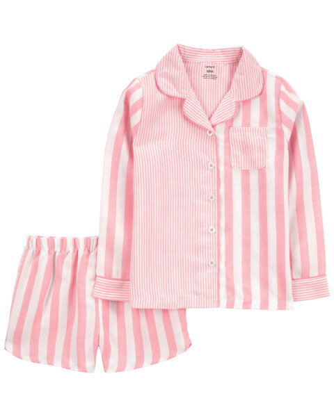 Пижама Carterʻs Kid 2-Piece Striped Woven Coat-Style - чёрно-белая