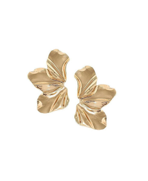 Women's Gold Metallic Flora Drop Earrings