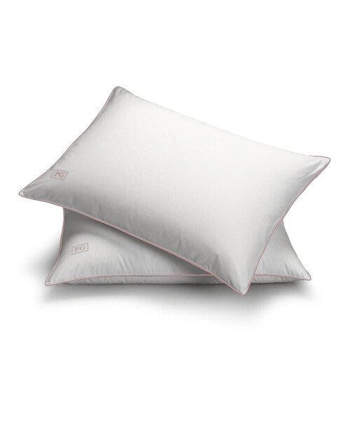 White Goose Down and Removable Pillow Protector Standard/Queen, Set of 2, White