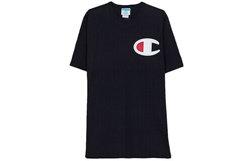 Champion 大刺绣贴布logo短袖T恤 美版 男女同款 黑色 / Футболка Champion GT19-Y06820-01 T-Shirt