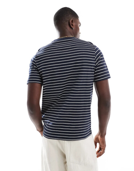 Farah Oakland striped cotton t-shirt in navy