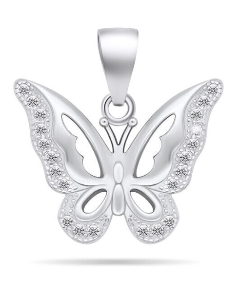 Charming silver pendant with zircons Butterfly PT75W