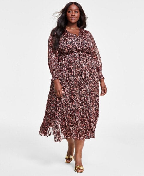 Plus Size Floral-Print Midi Dress