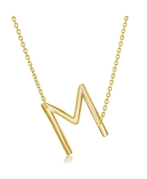 Sterling Silver 14k Gold Plated Sideways Initial Necklace