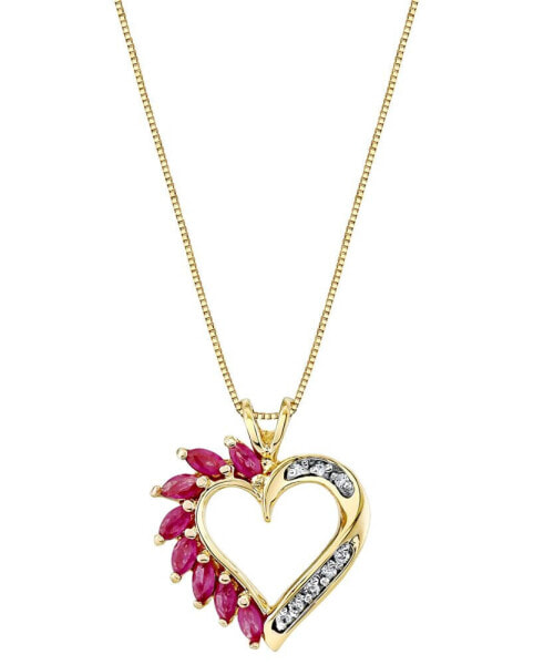 Ruby (3/4 ct. t.w.) & Diamond Accent 18" Heart Pendant Necklace in 14k Gold