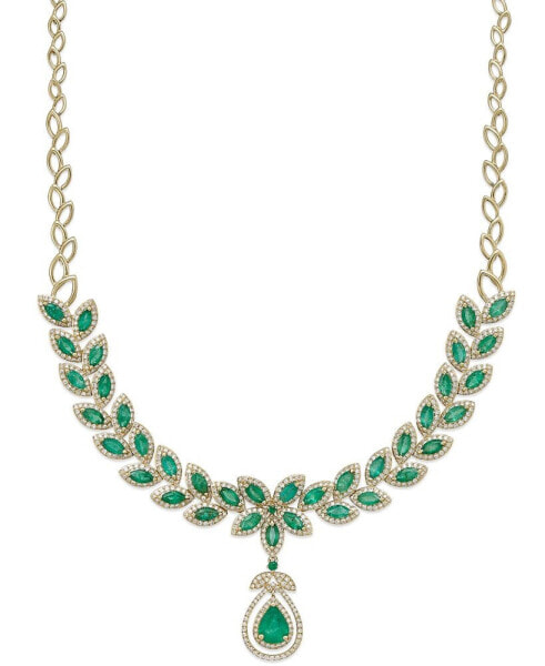 EFFY Collection brasilica by EFFY® Emerald (11-3/4 ct. t.w.) and Diamond (2-3/4 ct. t.w.) Pendant Necklace in 14k Gold, Created for Macy's