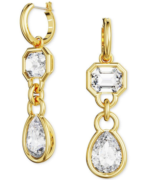 Gold-Tone Mixed Crystal Double Charm Hoop Earrings