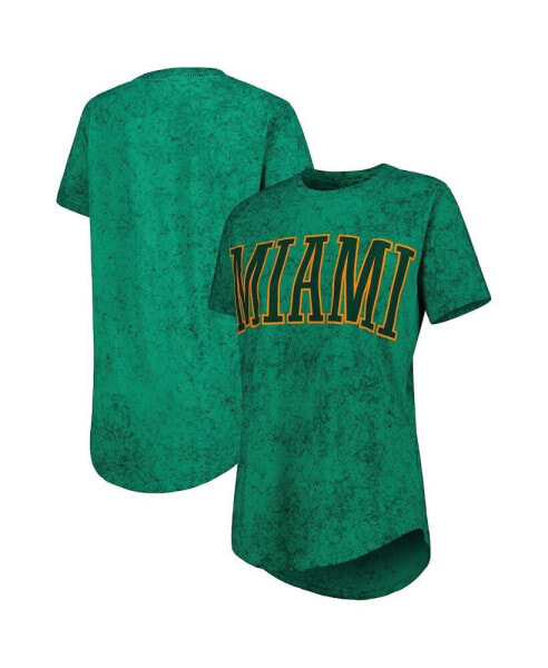 Women's Green Miami Hurricanes Southlawn Sun-Washed T-shirt