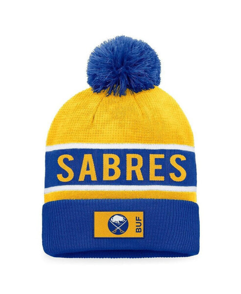Men's Royal, Gold Buffalo Sabres Authentic Pro Rink Cuffed Knit Hat with Pom