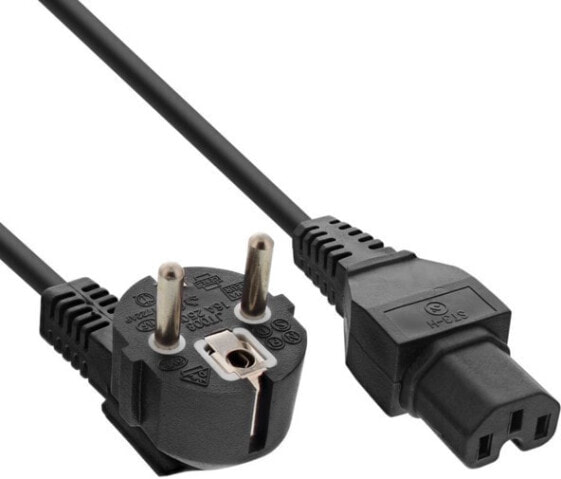InLine Power cable - CEE7/7 angled to C15 straight - 3 x 1mm² - black - 3m