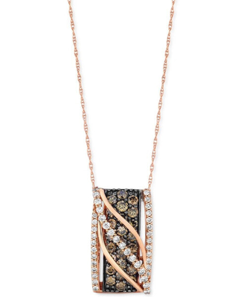 Chocolate Diamonds (1-1/10 ct. t.w.) & Vanilla Diamonds (3/8 ct. t.w.) 18" Pendant Necklace in 14k Rose Gold