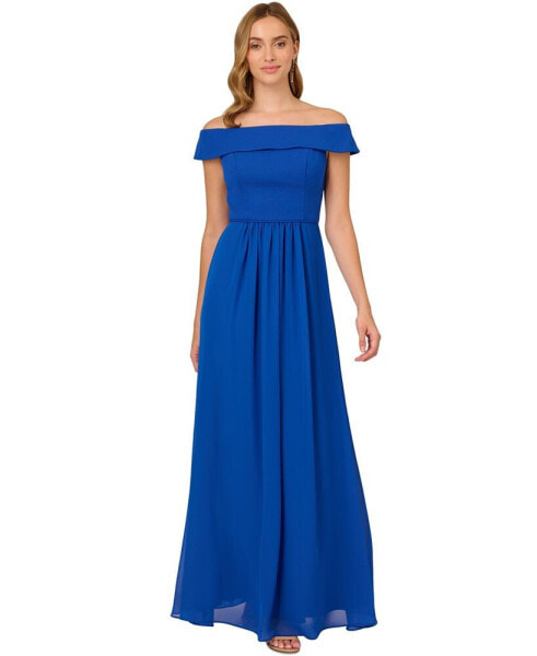 Off-The-Shoulder Chiffon Gown