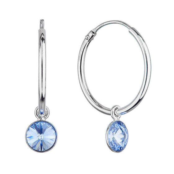 Silver round earrings with blue Swarovski 2in1 31309.3