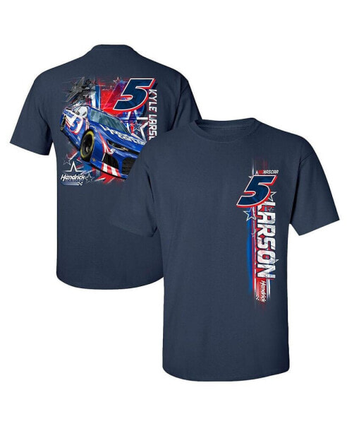 Men's Navy Kyle Larson Hendrickcars.Com Stars and Stripes T-shirt