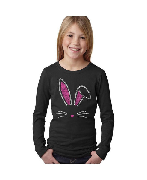 Girls Word Art Long Sleeve T-Shirt - Bunny Ears