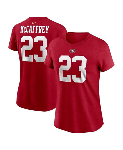 Women's Christian McCaffrey Scarlet San Francisco 49ers Player Name and Number T-shirt