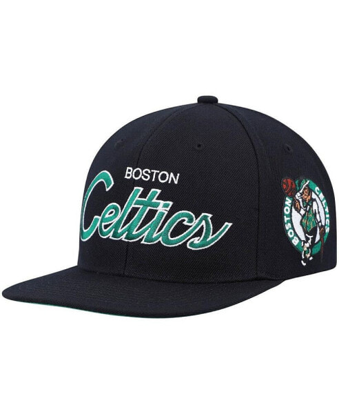 Men's Black Boston Celtics Hardwood Classics Script 2.0 Snapback Hat