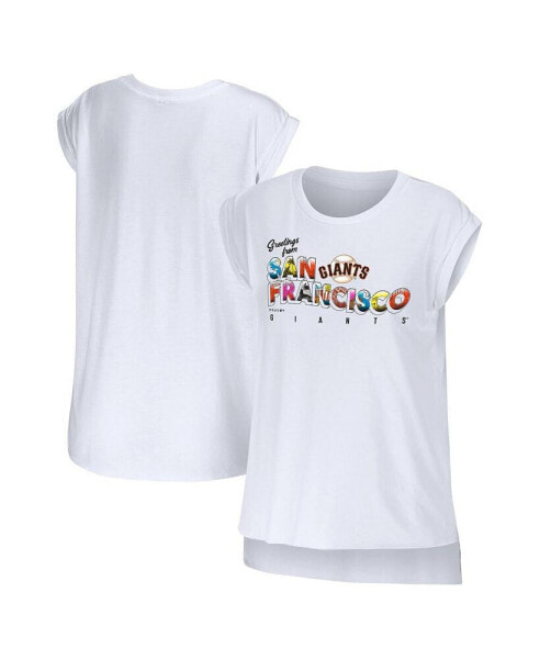Women's White San Francisco Giants Greetings From T-shirt