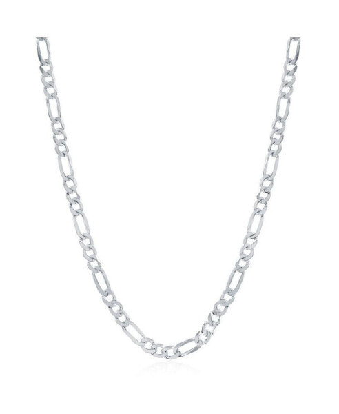 Sterling Silver 4.2mm Figaro Chain - Rhodium Plated