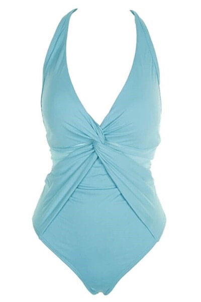 Michael Kors Women's Layered Illusion V-Neck One-Piece Turquoise Swimsuit Sz. 8