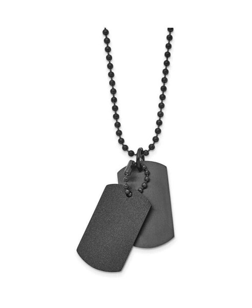 Brushed and Laser Cut Black IP-plated Double Dog Tag Ball Chain