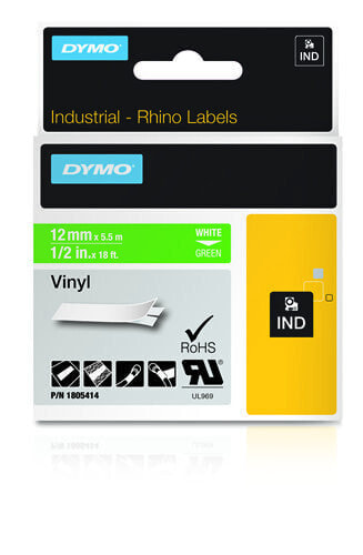 Dymo IND Vinyl Labels - White on green - Multicolour - Vinyl - -40 - 80 °C - UL 969 - DYMO