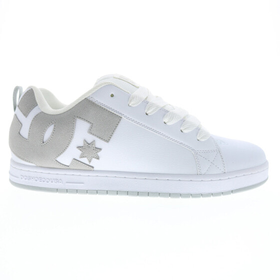 DC Court Graffik 300529 Mens White Leather Low Top Lace Up Skate Sneakers Shoes