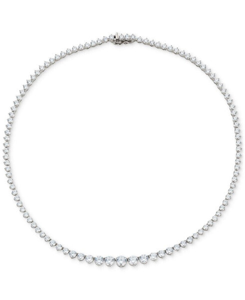 Rhodium-Plated Graduated Cubic Zirconia 16" Tennis Necklace, Created for Macy's