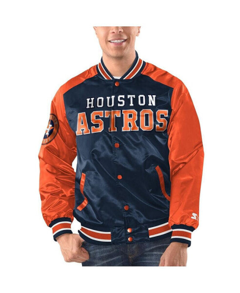 Куртка унисекс Starter Houston Astros Varsity Satin Вельветовая синяя, оранжевая Full-Snap