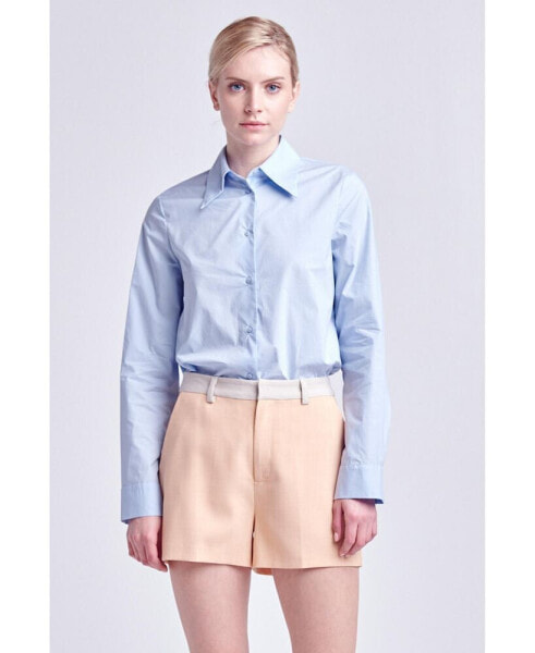 Women's Accent Collar Poplin Dress Shirt