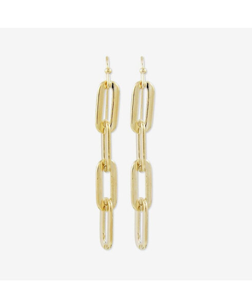 Flat Chain Drop Earrings Gold