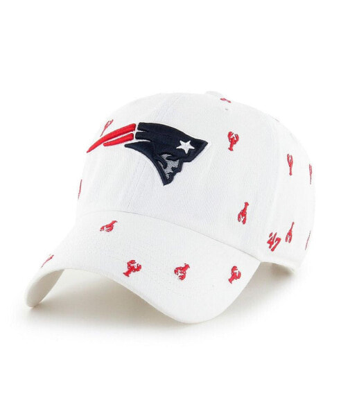 Men's and Women's White New England Patriots Confetti Clean Up Adjustable Hat