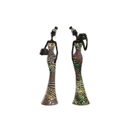 Декоративная фигура Home ESPRIT Разноцветный Африканка 10 x 7,5 x 38,5 cm (2 штук)
