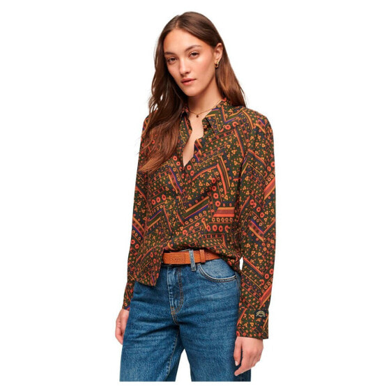 SUPERDRY Printed Fittede 70´S Long Sleeve Shirt