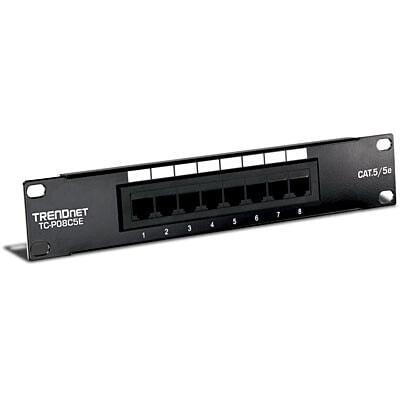 TRENDnet TC-P08C5E - 10/100/1000Base-T(X) - RJ-45 - Cat5e - Black - CE - FCC - 44 mm