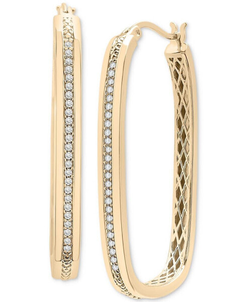 Diamond Rectangular Hoop Earrings (1/4 ct. t.w.) in Gold Vermeil, Created for Macy's