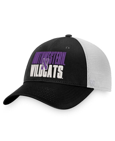 Men's Black, White Northwestern Wildcats Stockpile Trucker Snapback Hat